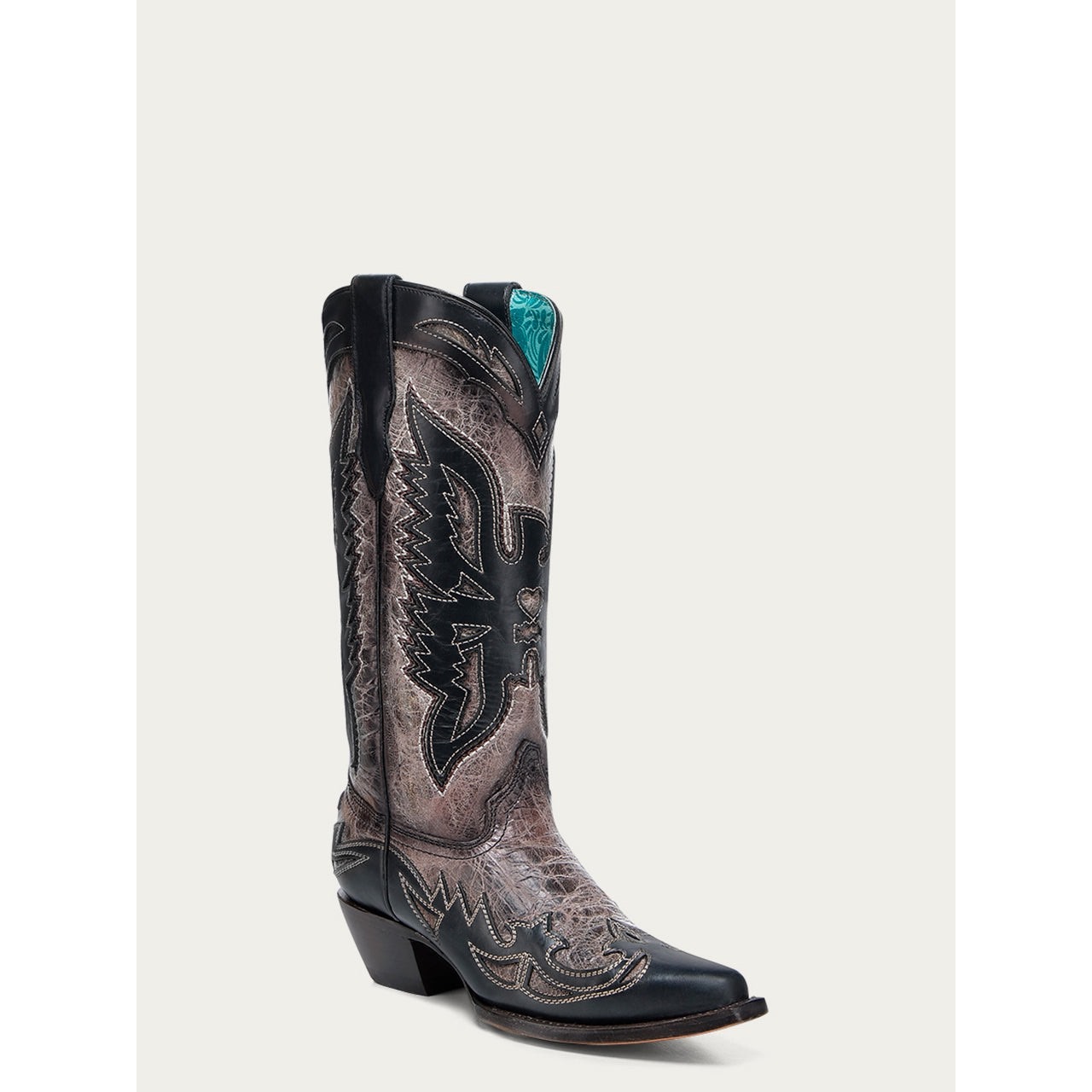 New Corral Brown Eagle Overlay Embroidered Snip Toe Western Cowgirl Leather Boot